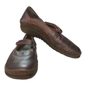 Naot Matai Brown Bronze Leather Mary Jane Wedge Shoes Size 36 EU / US 5 Women